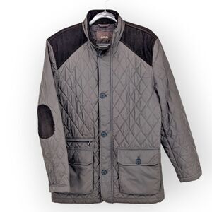 Tasso Elba Men's Field Jacket Quilted Corduroy Elbow Patch Brown Sz Medium Coat